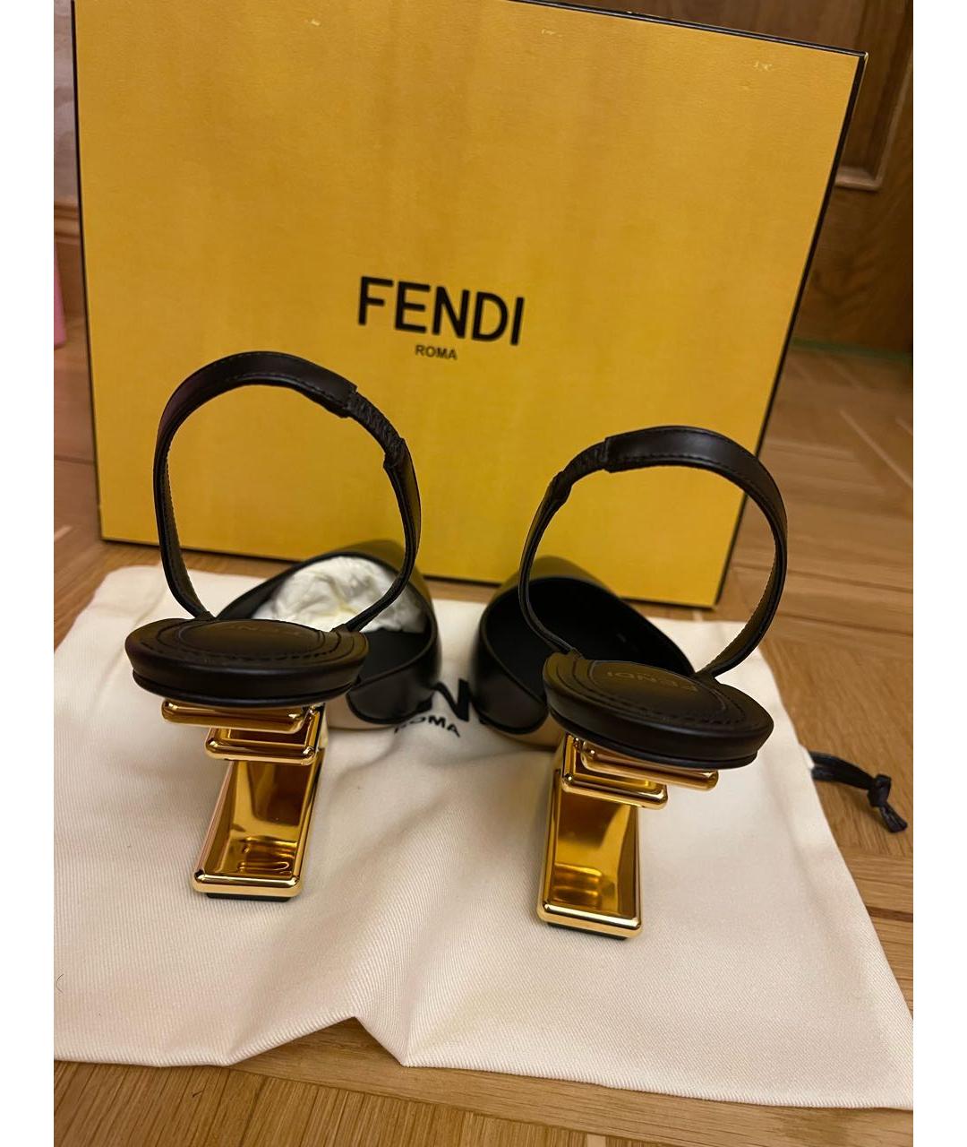 FENDI Черные кожаные туфли, фото 4