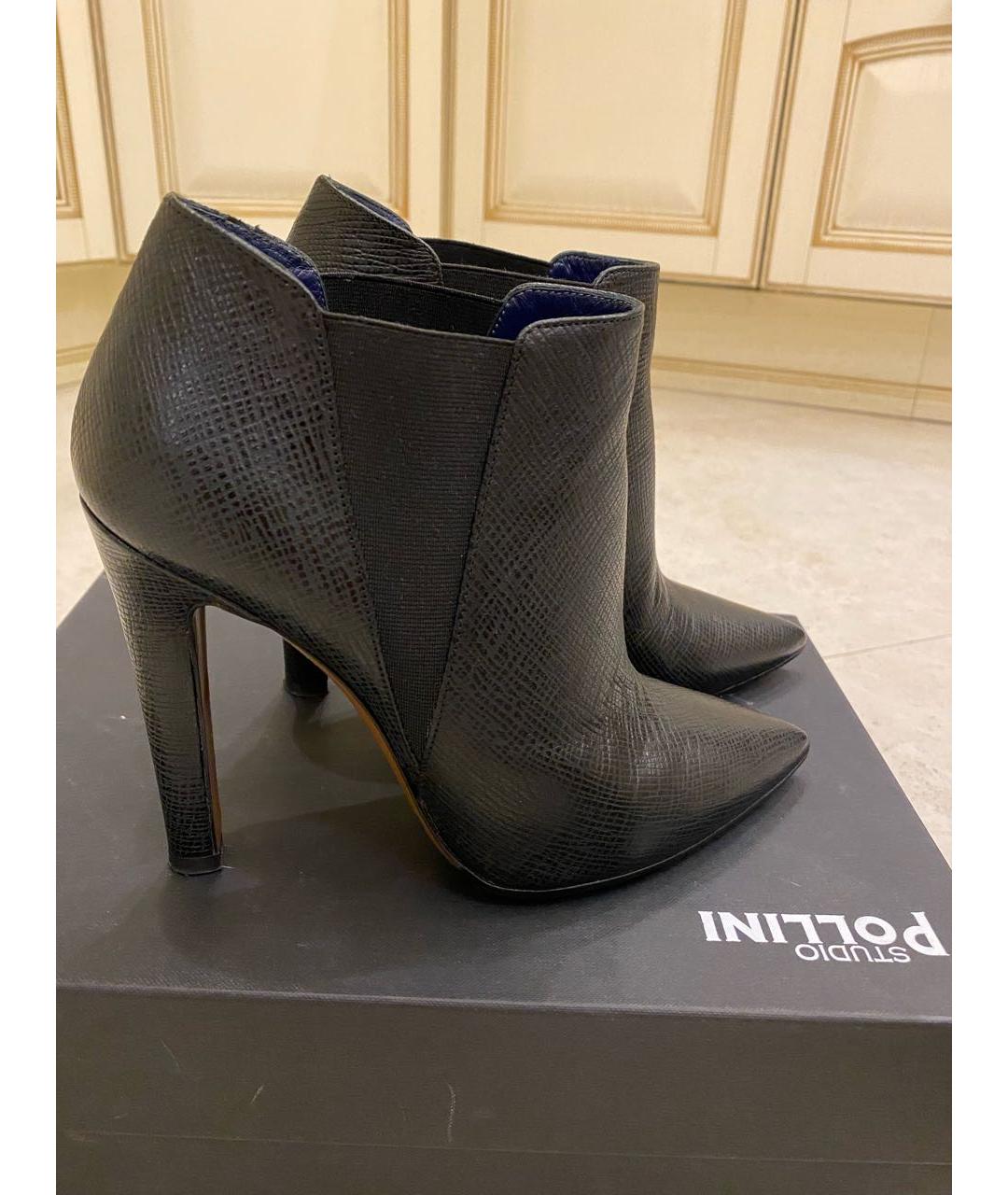 POLLINI Черные кожаные ботильоны, фото 6