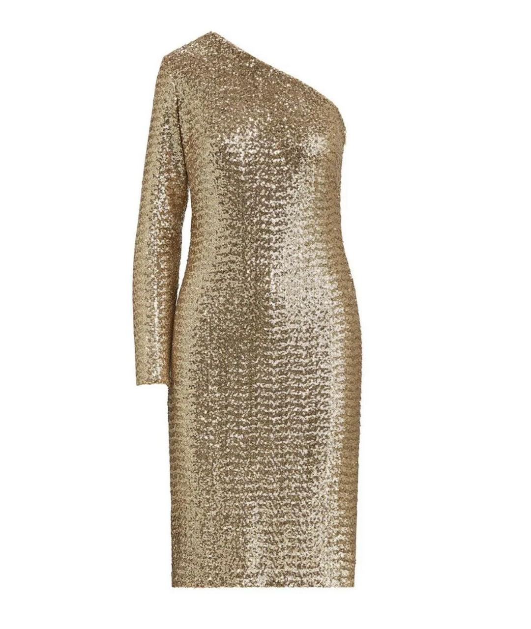 RALPH LAUREN Золотое полиэстеровое коктейльное платье, фото 1
