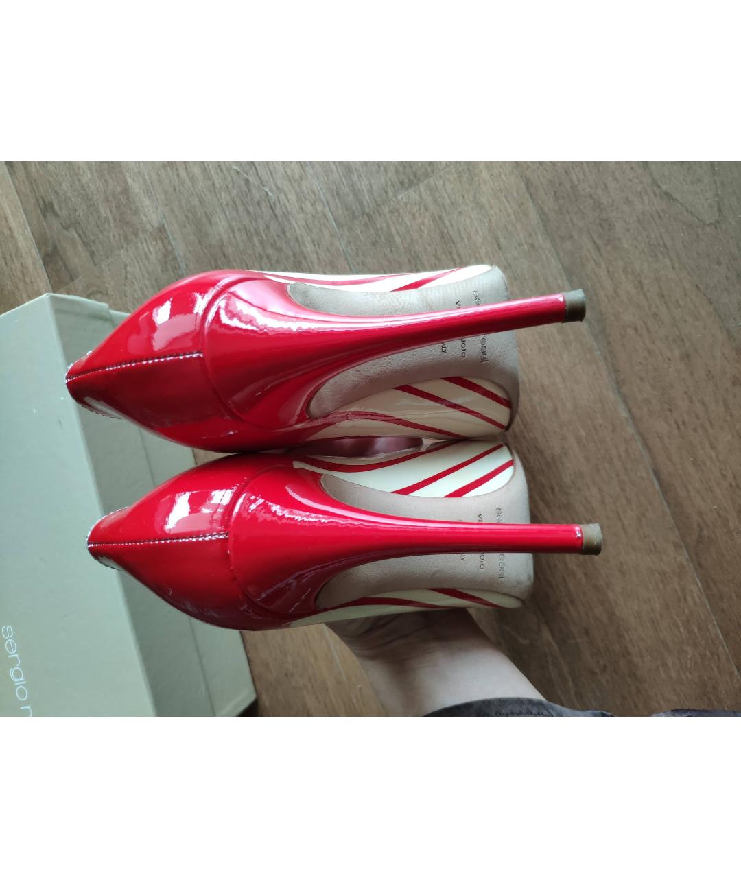 SERGIO ROSSI Красные кожаные туфли, фото 4