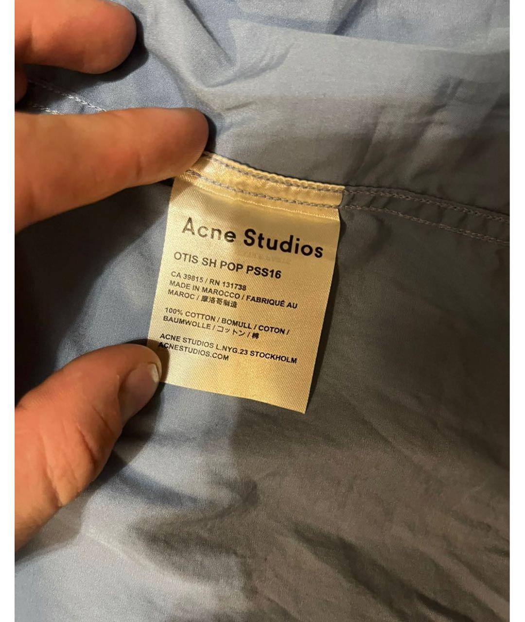 ACNE STUDIOS Голубая хлопковая классическая рубашка, фото 3