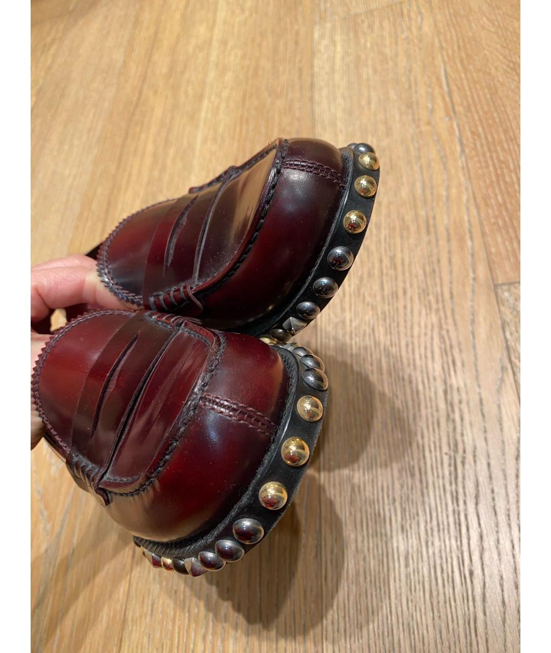 LOUIS VUITTON Бордовые кожаные лоферы, фото 6