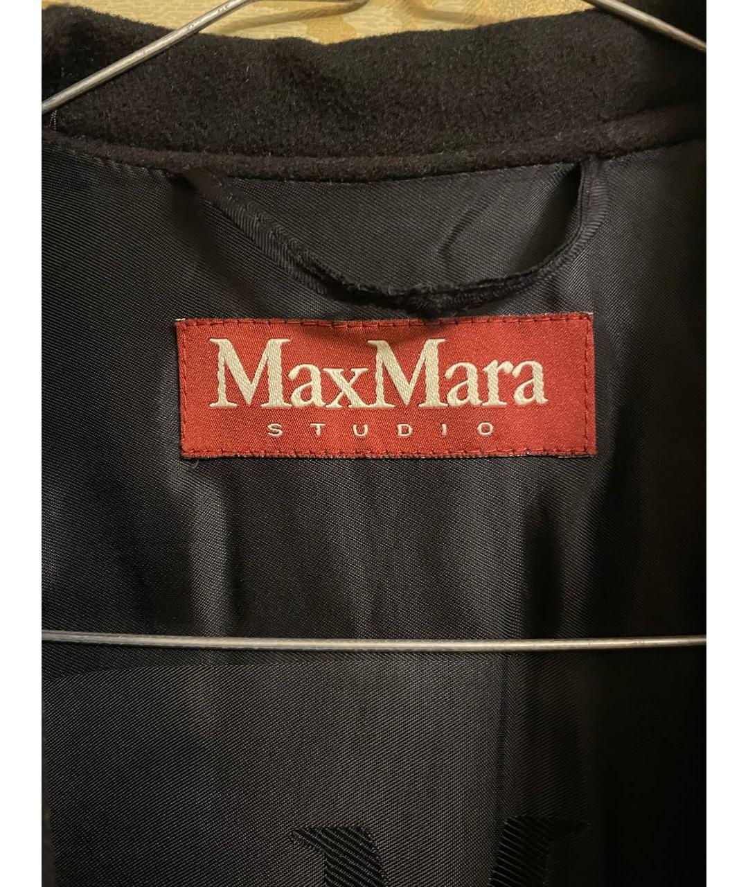 MAX MARA STUDIO Черное шерстяное пальто, фото 5