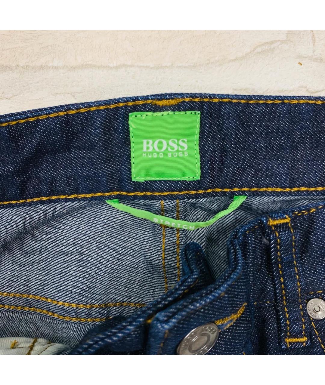 HUGO BOSS Темно-синие хлопковые прямые джинсы, фото 3