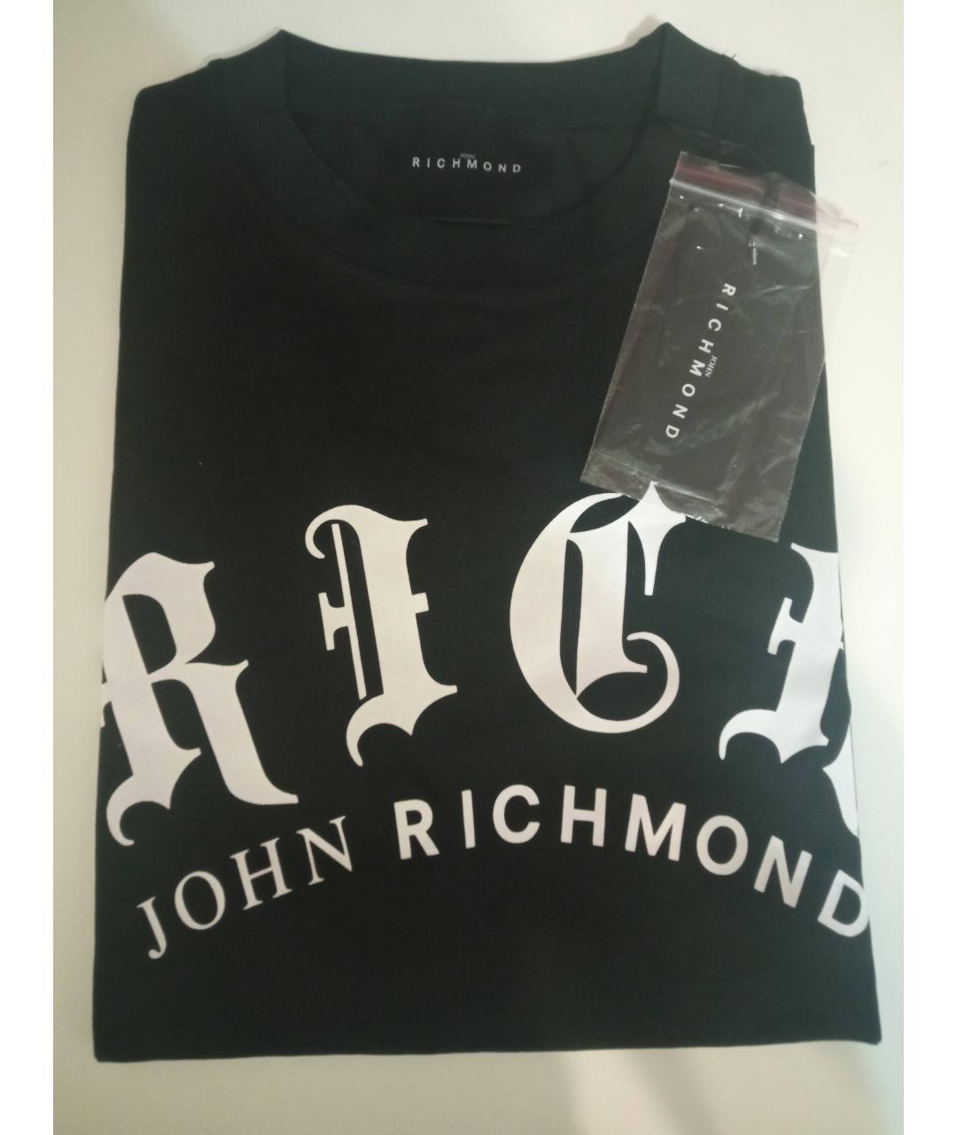 JOHN RICHMOND Черная хлопковая футболка, фото 3