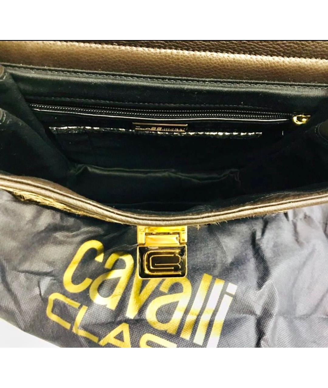 CAVALLI CLASS Коричневая кожаная сумка с короткими ручками, фото 8