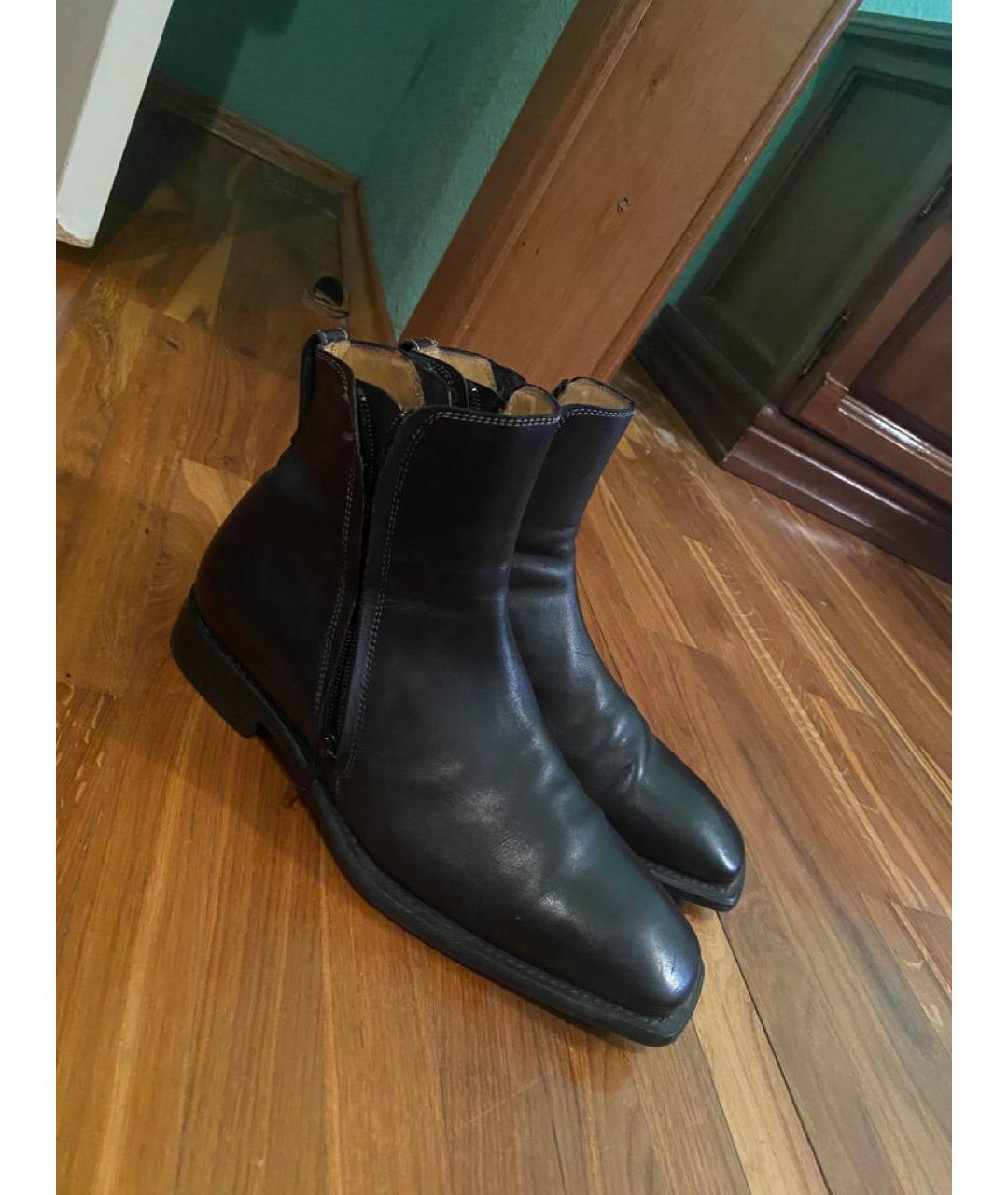 STEFANO RICCI Черные кожаные высокие ботинки, фото 2