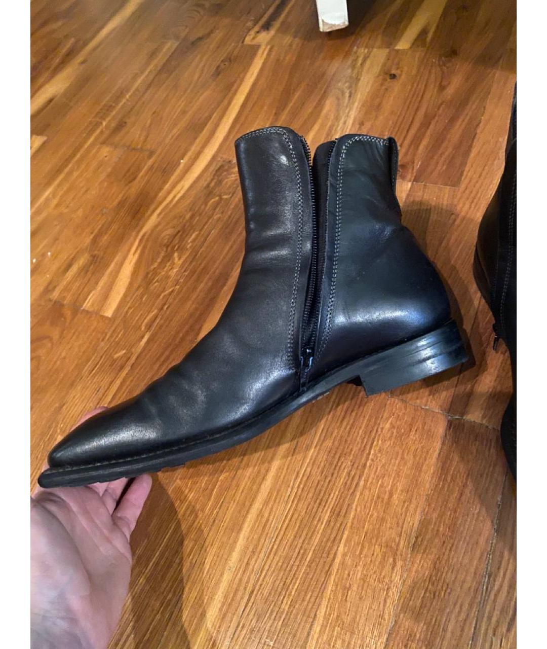 STEFANO RICCI Черные кожаные высокие ботинки, фото 3