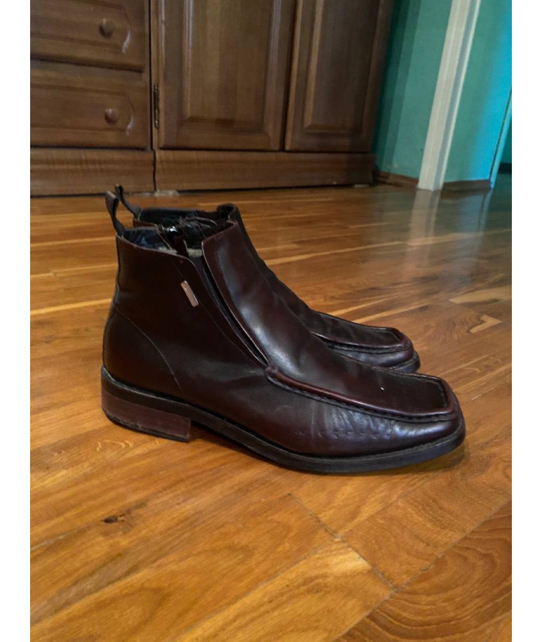 BALDININI Бордовые кожаные высокие ботинки, фото 4
