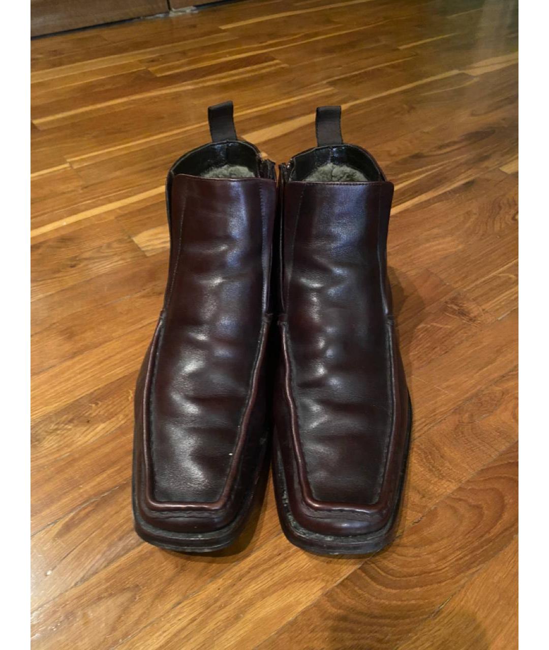 BALDININI Бордовые кожаные высокие ботинки, фото 2