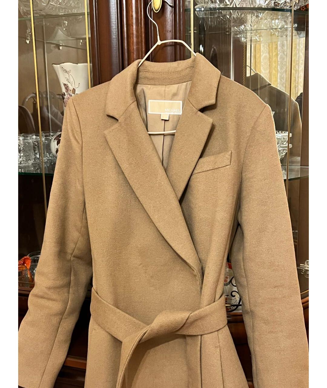 MICHAEL KORS Коричневое шерстяное пальто, фото 4
