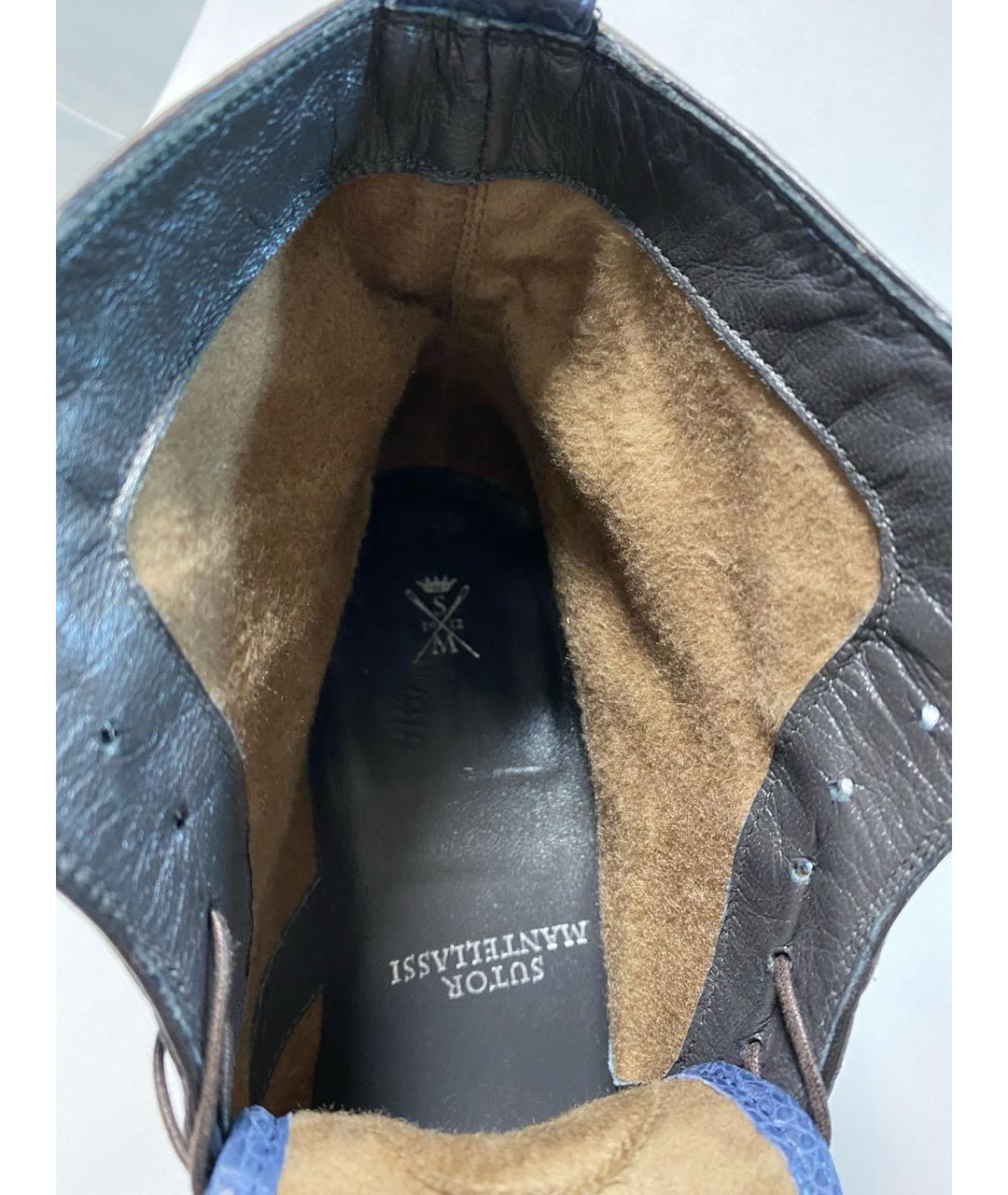 SUTOR MANTELLASSI Синие высокие ботинки из экзотической кожи, фото 7