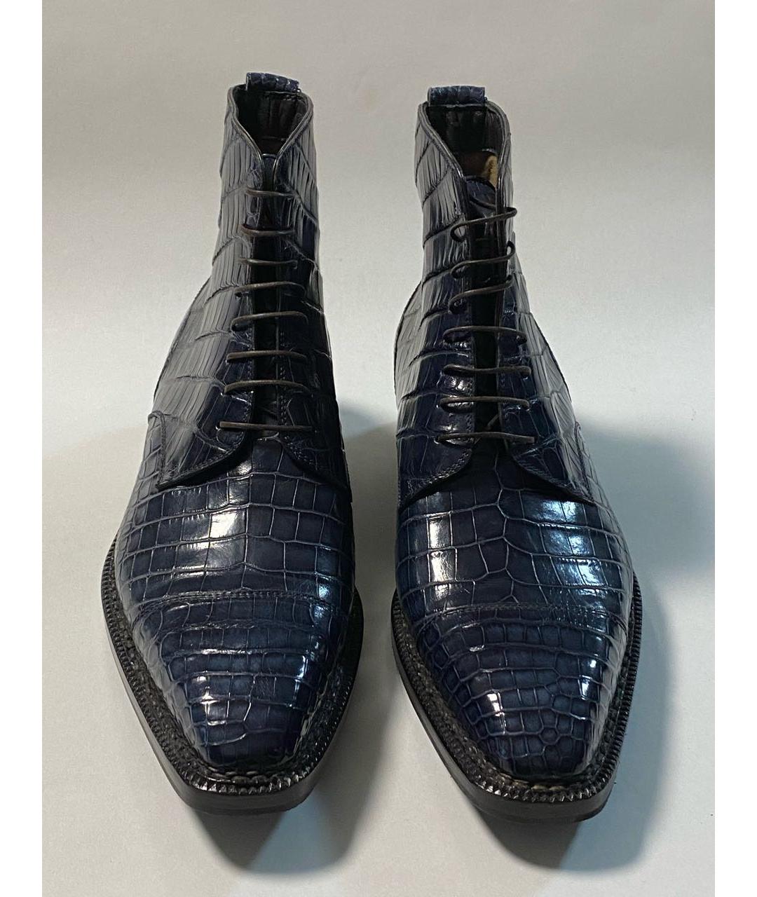 SUTOR MANTELLASSI Синие высокие ботинки из экзотической кожи, фото 2