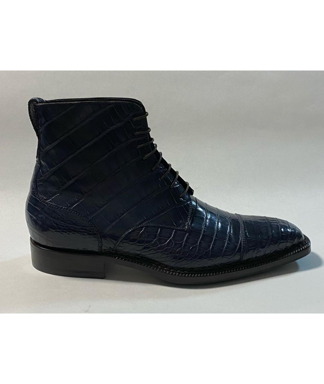 SUTOR MANTELLASSI Синие высокие ботинки из экзотической кожи, фото 9