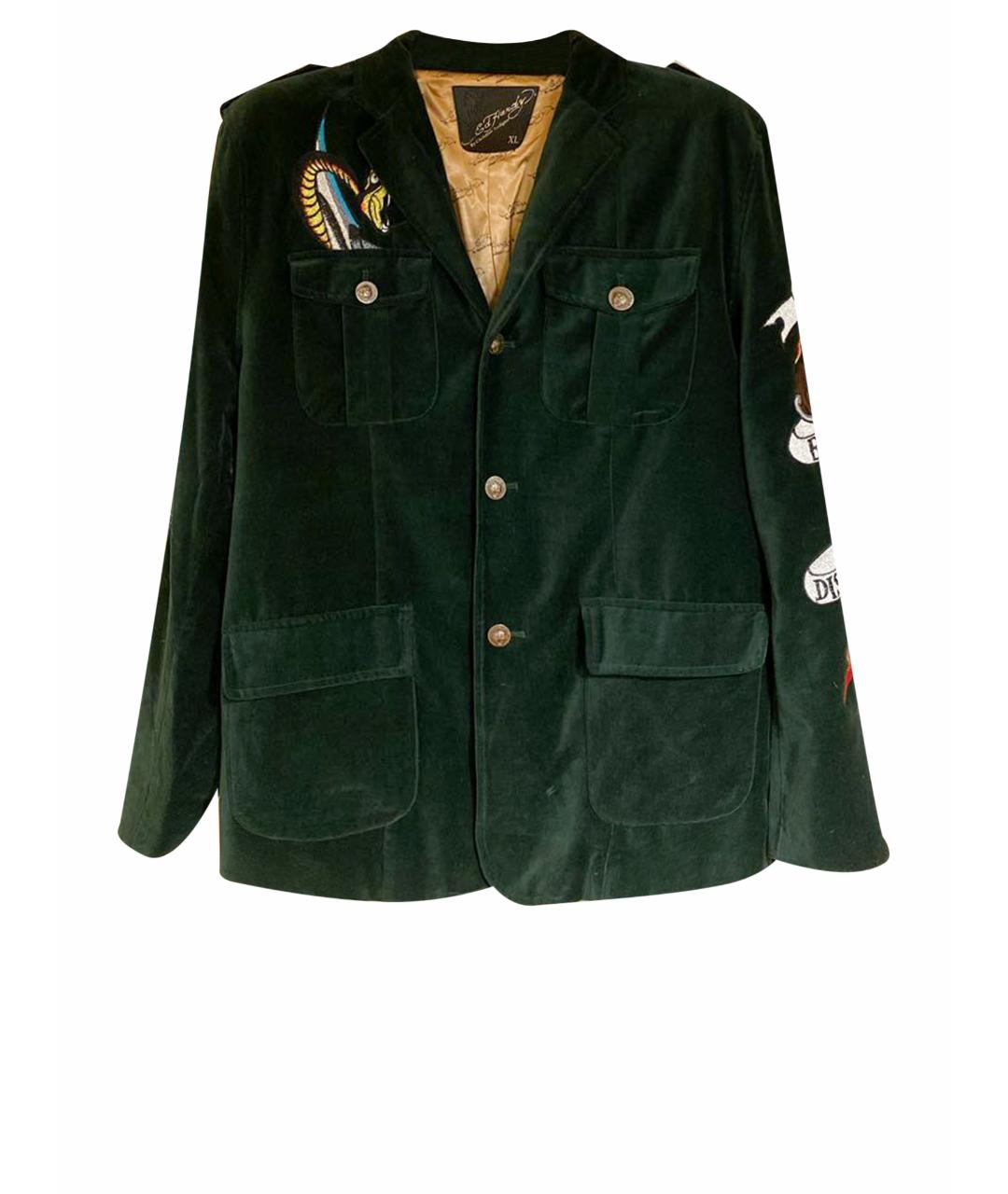 ED HARDY Зеленый бархатный пиджак, фото 1