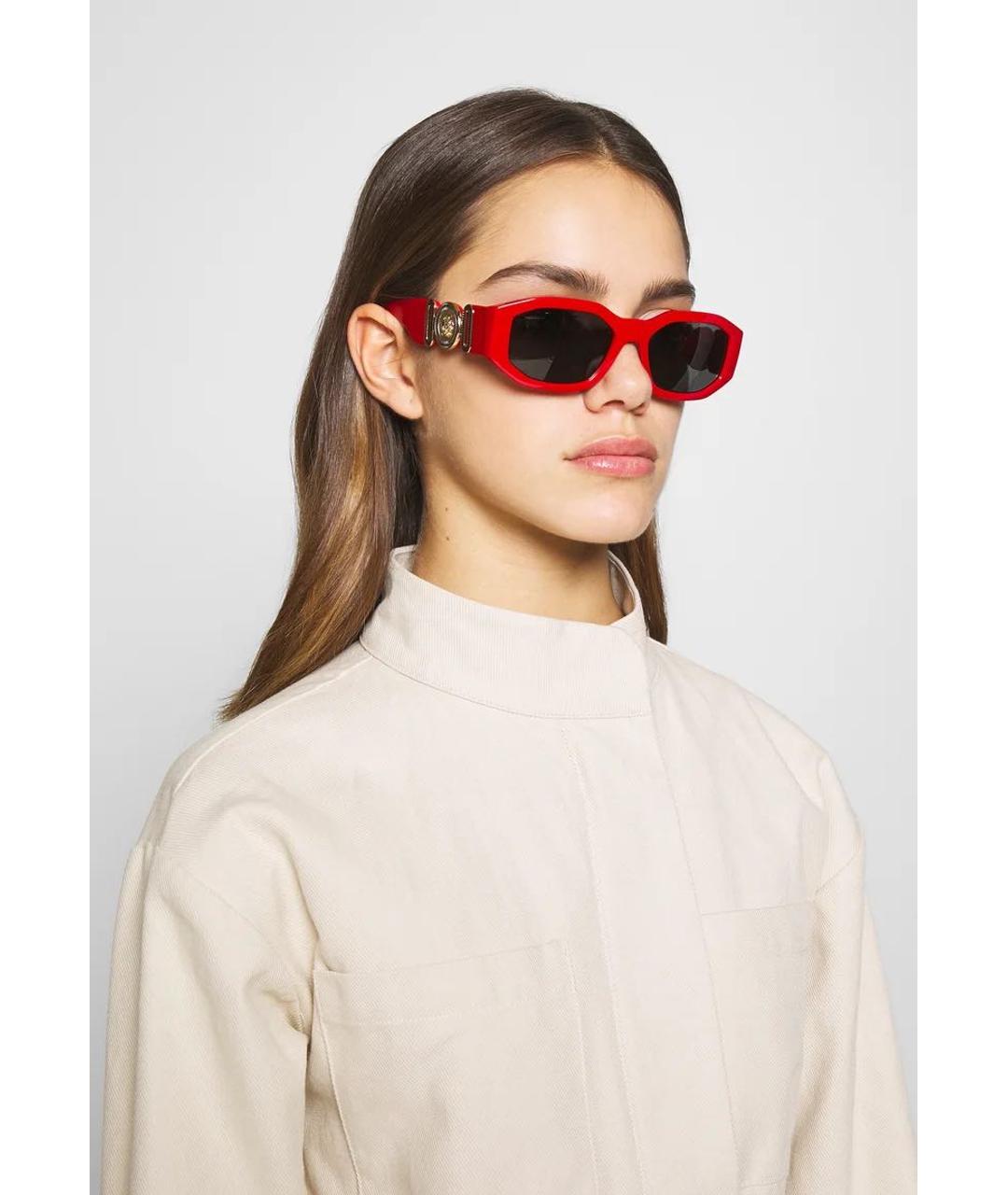 VERSACE Красные пластиковые солнцезащитные очки, фото 8