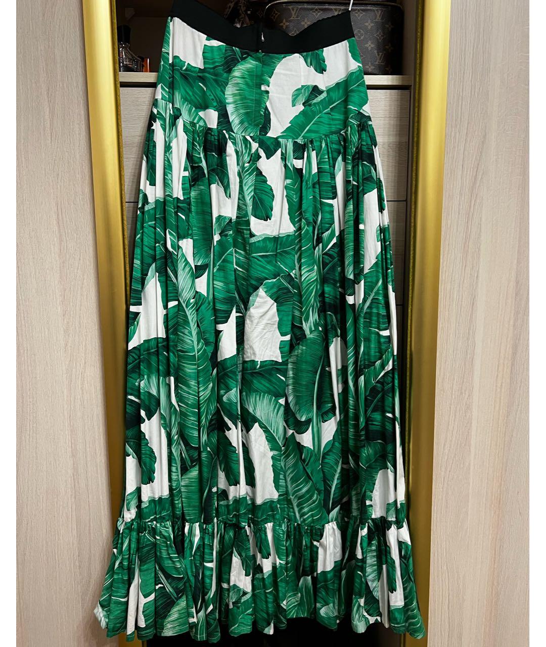 DOLCE&GABBANA Зеленая хлопковая юбка макси, фото 2