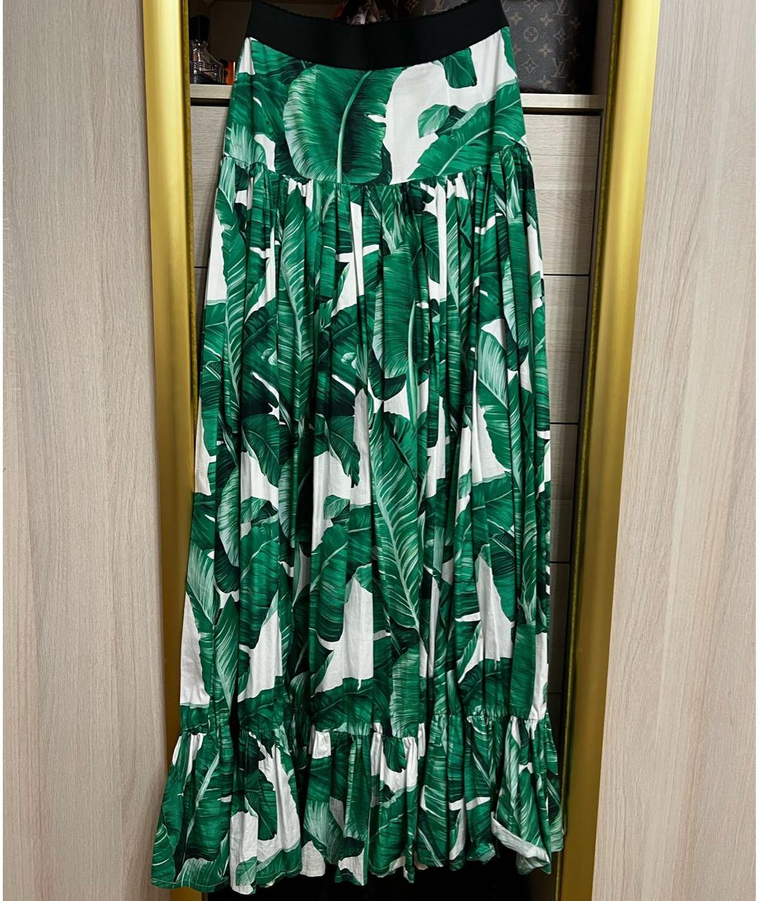 DOLCE&GABBANA Зеленая хлопковая юбка макси, фото 5