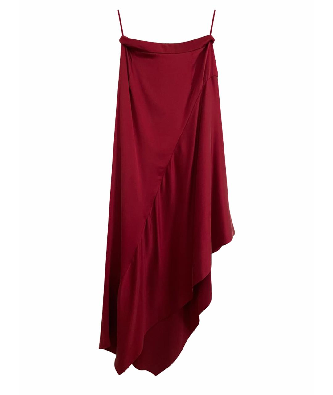 RUBAN Красная шелковая юбка миди, фото 1