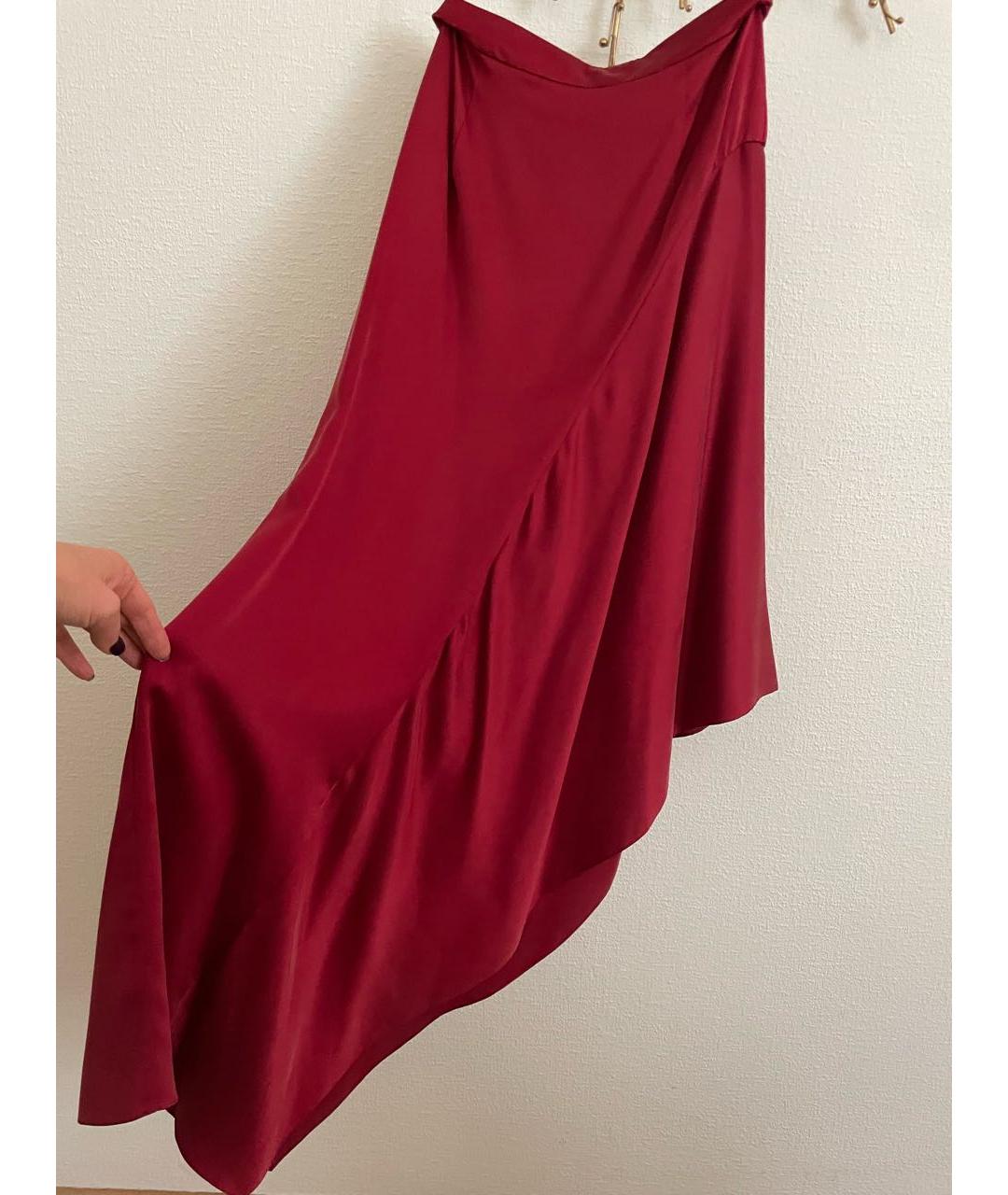 RUBAN Красная шелковая юбка миди, фото 2