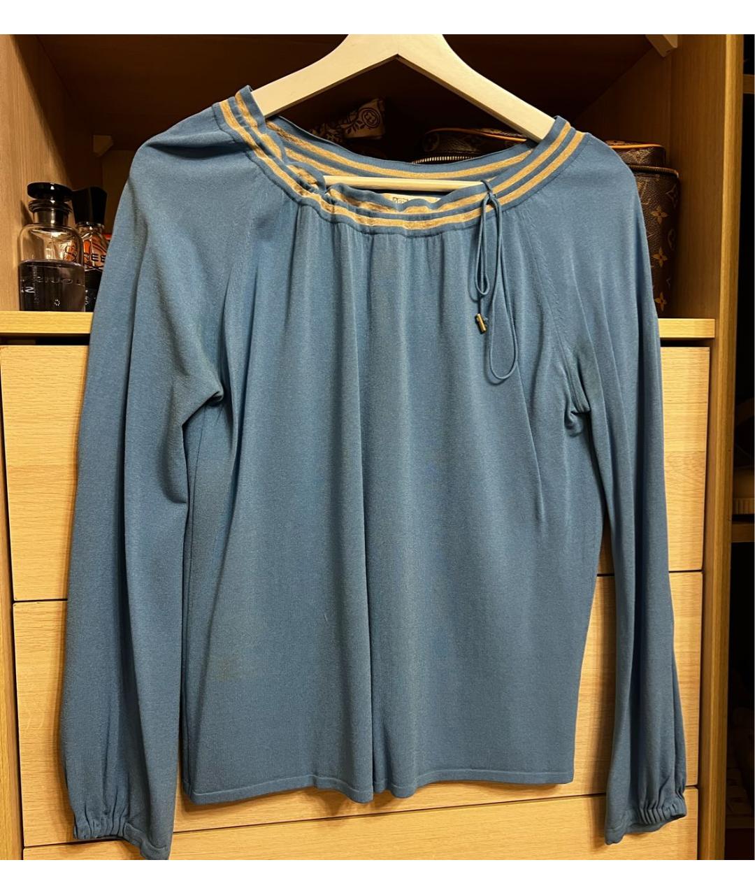 MAX MARA Голубой хлопковый джемпер / свитер, фото 5