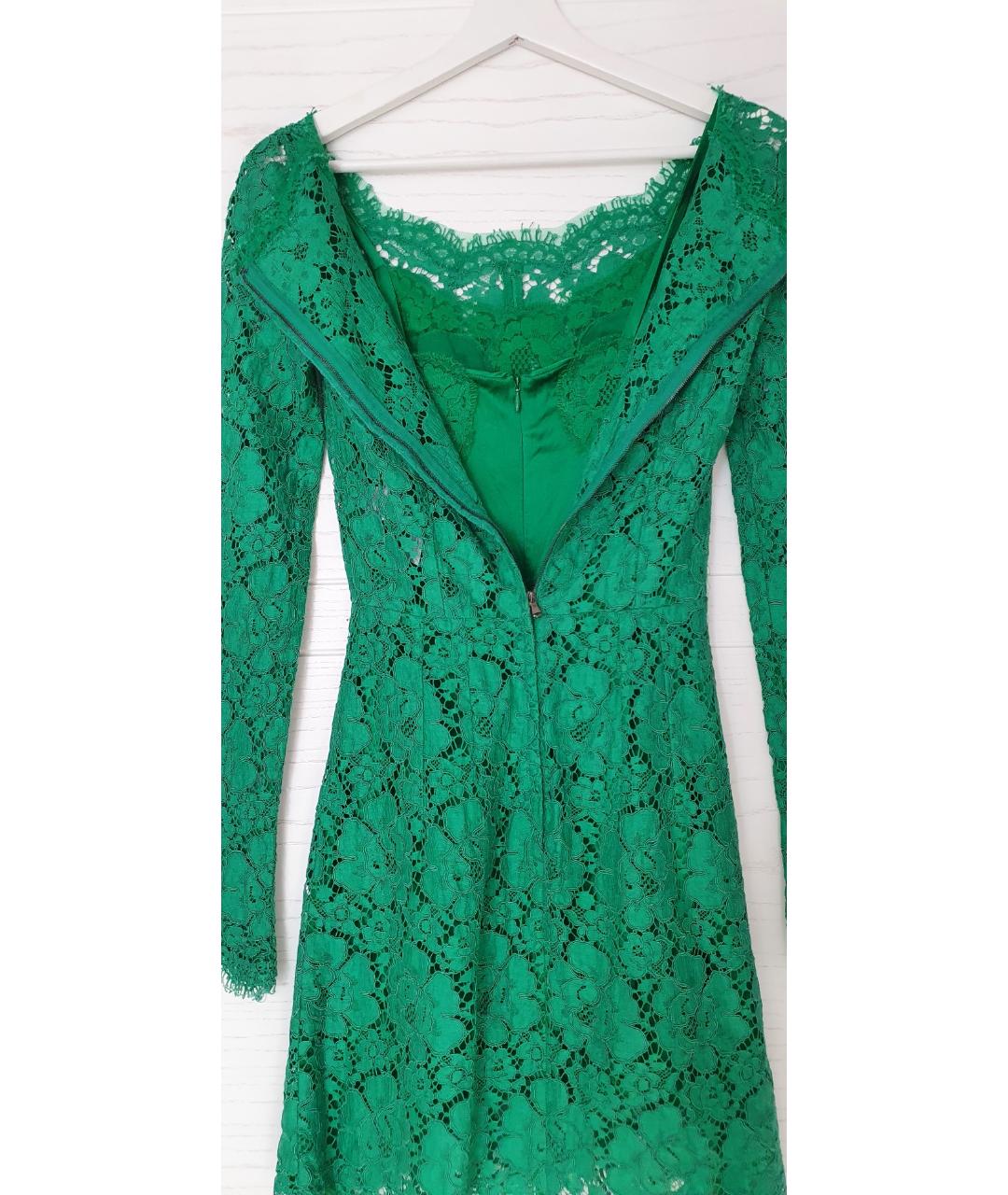 DOLCE&GABBANA Зеленые кружевное коктейльное платье, фото 4