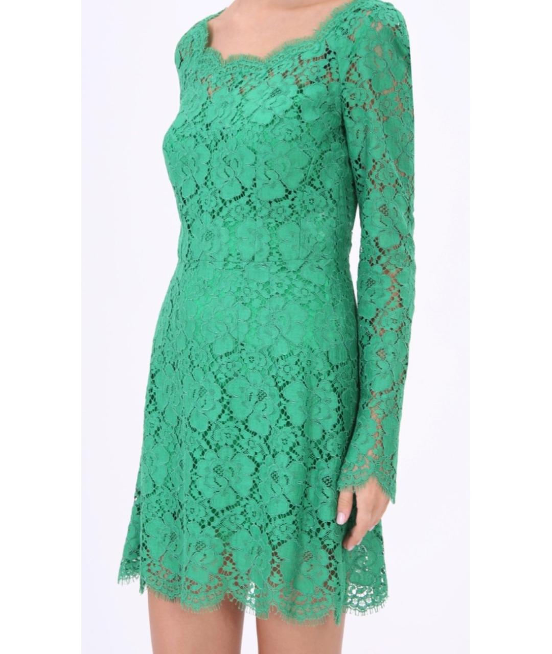 DOLCE&GABBANA Зеленые кружевное коктейльное платье, фото 6
