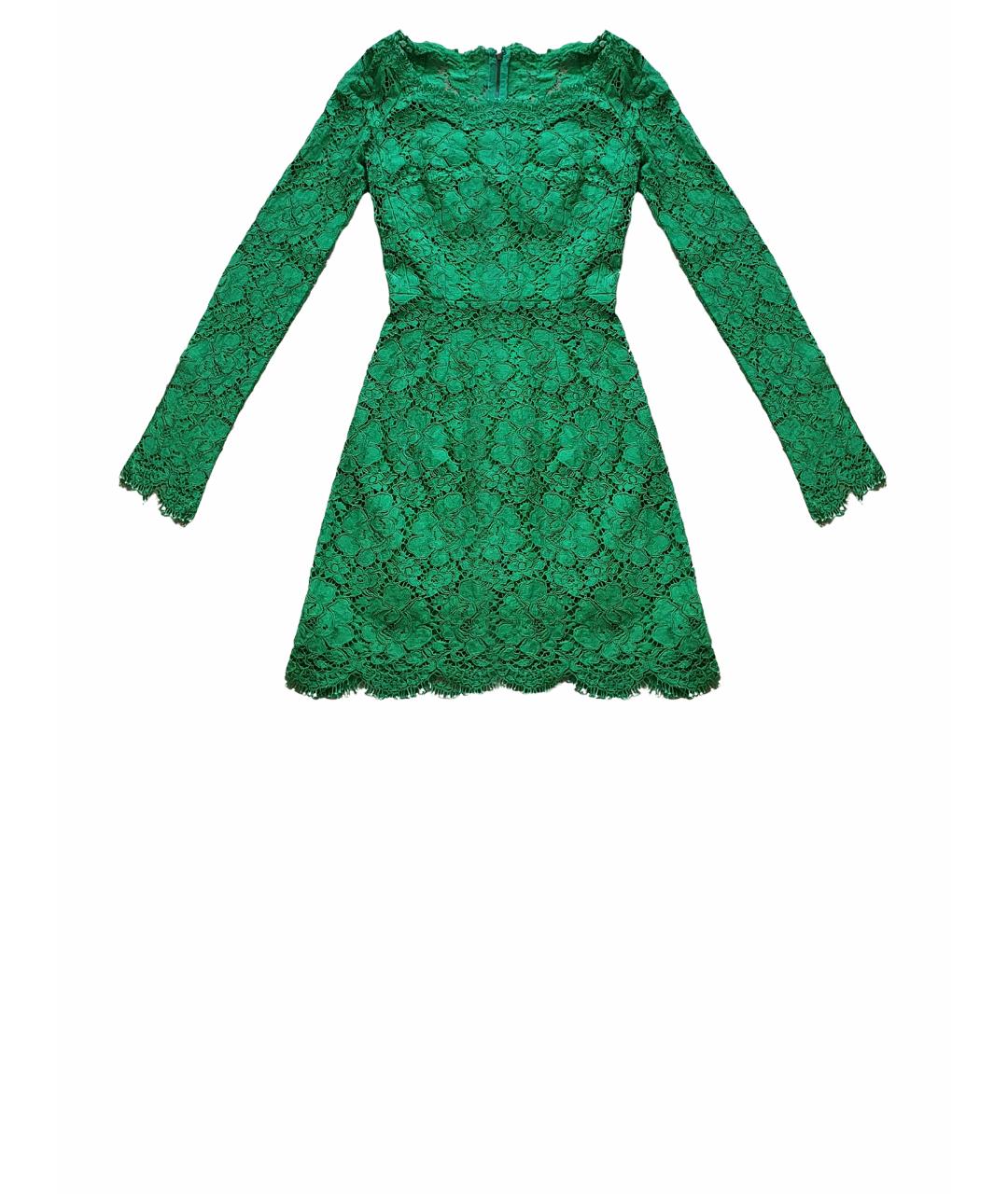 DOLCE&GABBANA Зеленые кружевное коктейльное платье, фото 1