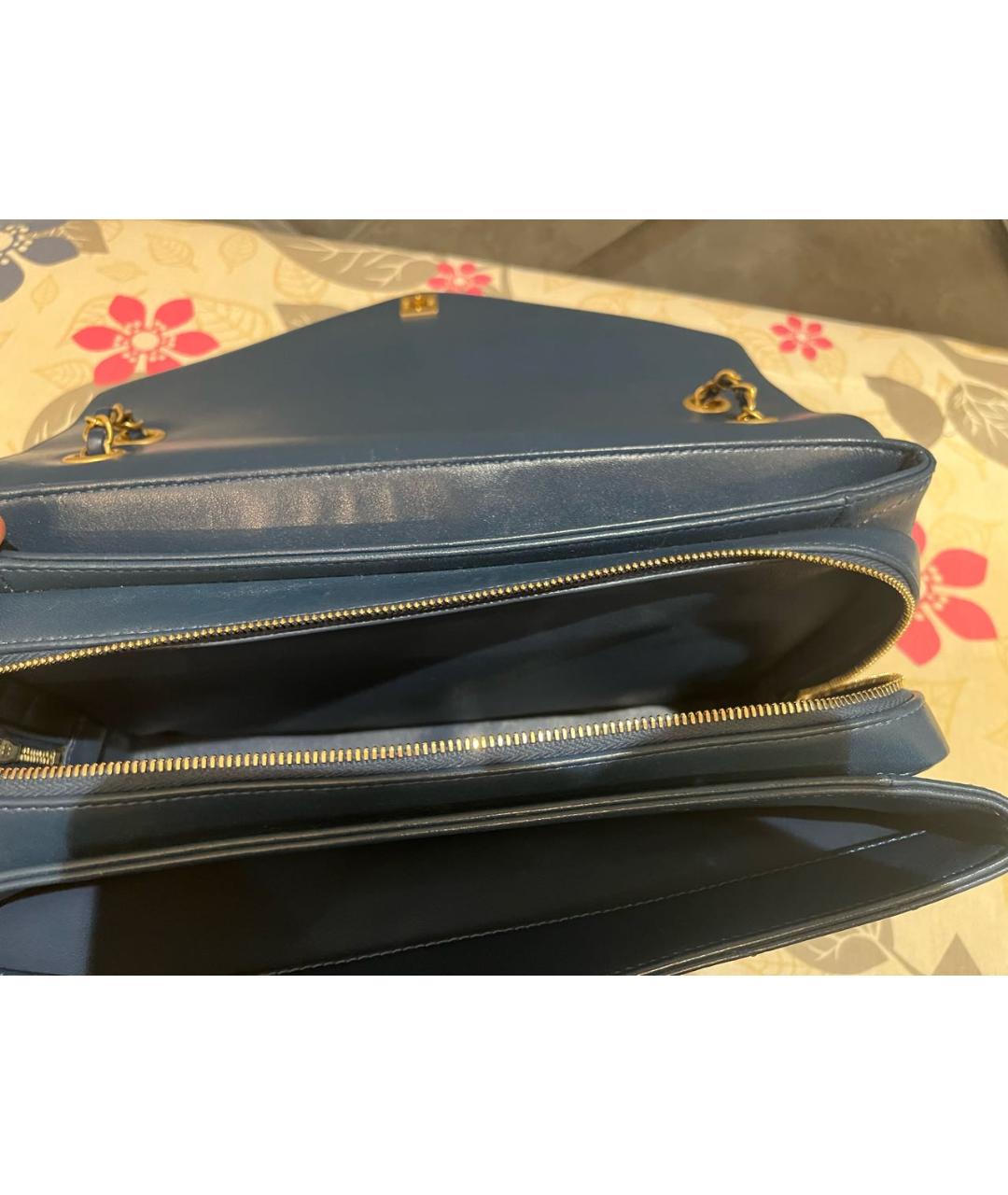 CHANEL PRE-OWNED Синяя кожаная сумка через плечо, фото 3