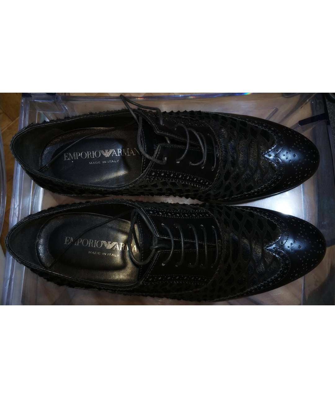 EMPORIO ARMANI Черные туфли из экзотической кожи, фото 3
