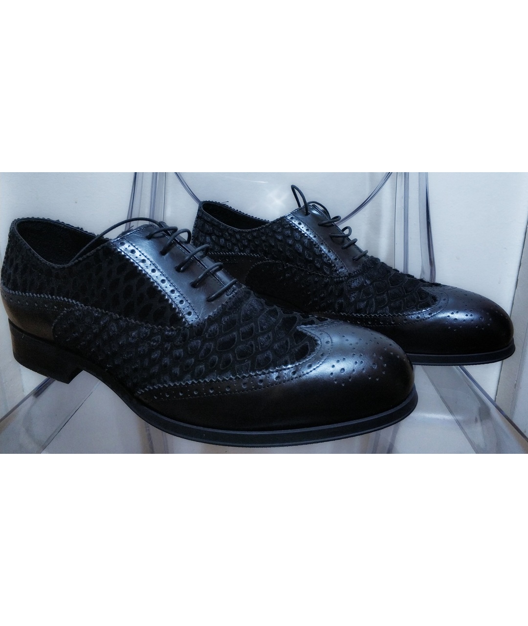 EMPORIO ARMANI Черные туфли из экзотической кожи, фото 2