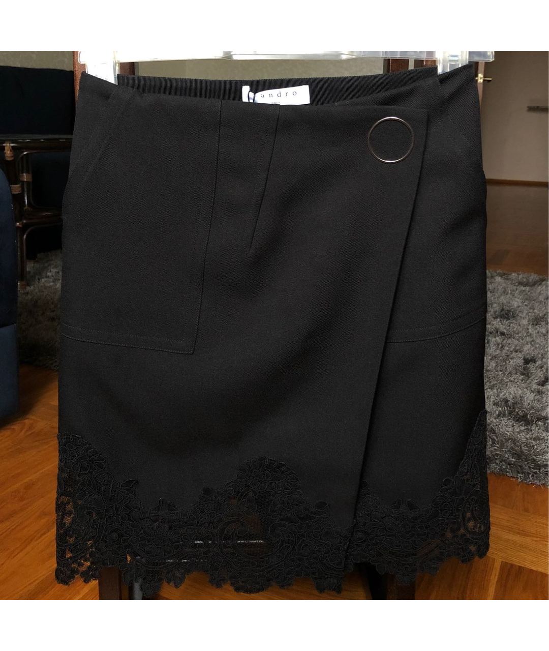 SANDRO Черная полиэстеровая юбка мини, фото 2