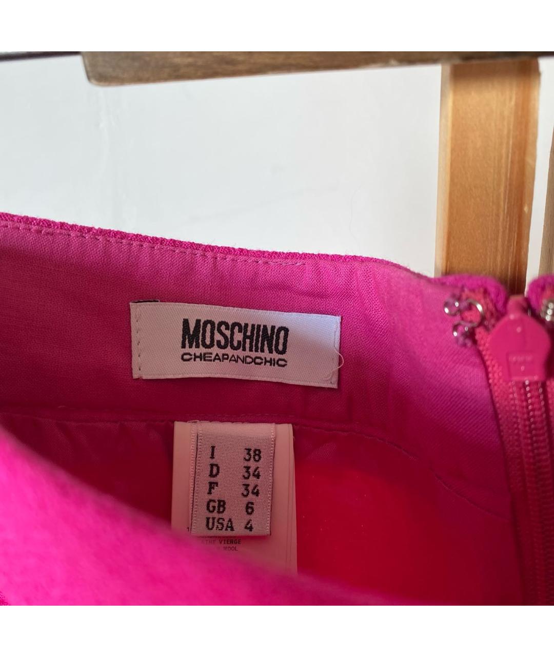 MOSCHINO Фуксия шерстяная юбка мини, фото 3
