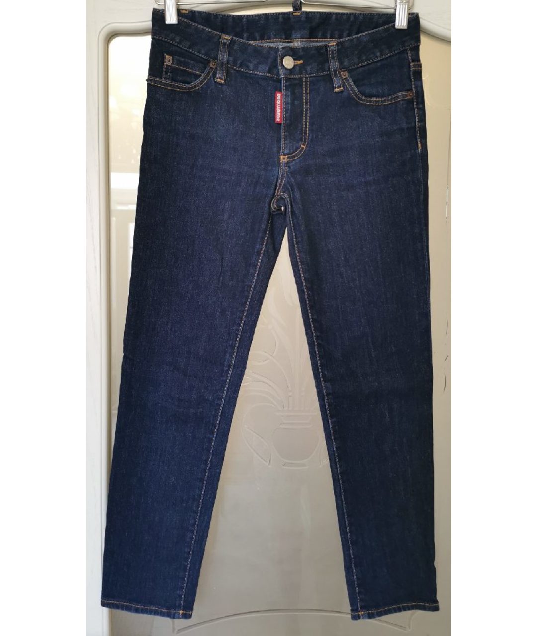 DSQUARED2 Темно-синие хлопковые прямые джинсы, фото 9