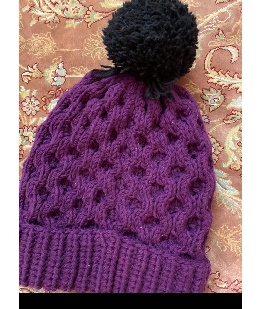 0711 Фиолетовая шерстяная шапка, фото 3