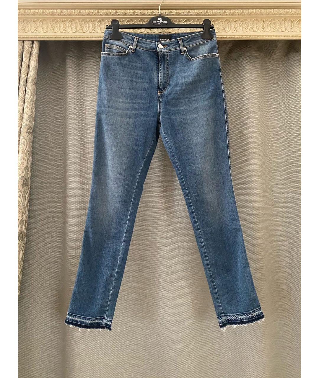 ERMANNO ERMANNO Синие хлопко-эластановые джинсы слим, фото 5