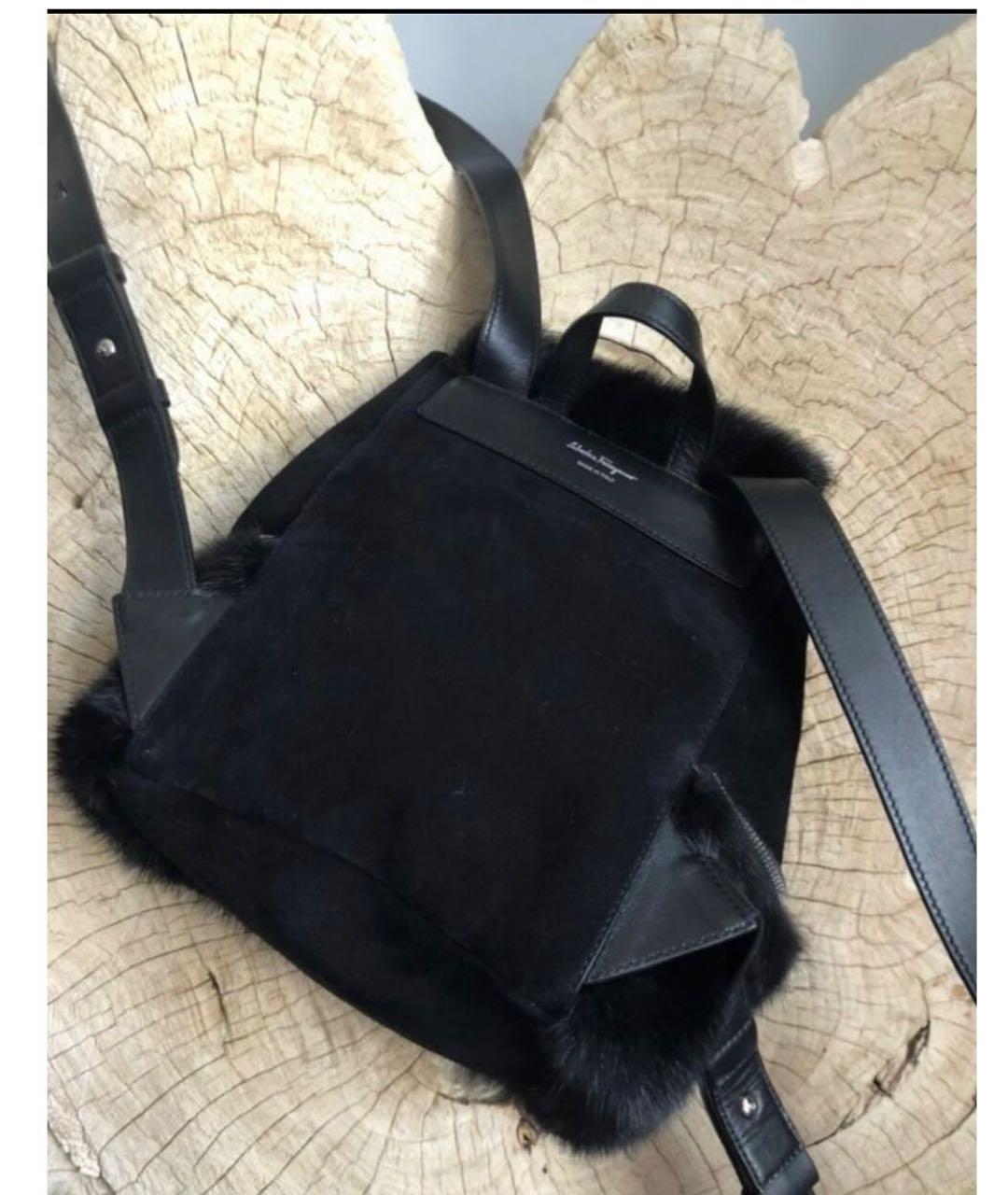SALVATORE FERRAGAMO Черный замшевый рюкзак, фото 3