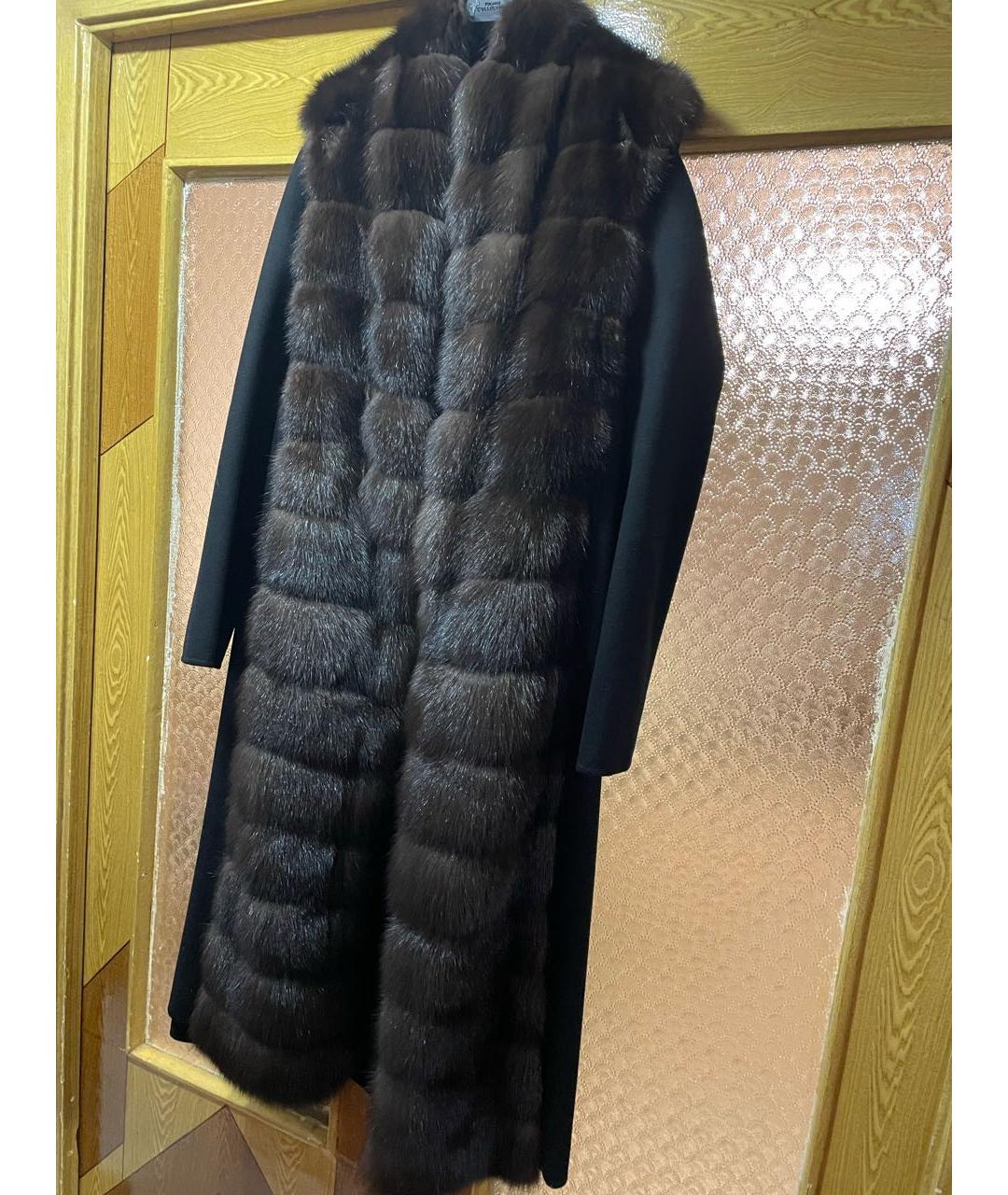 MANZONI 24 Черное меховое пальто, фото 2