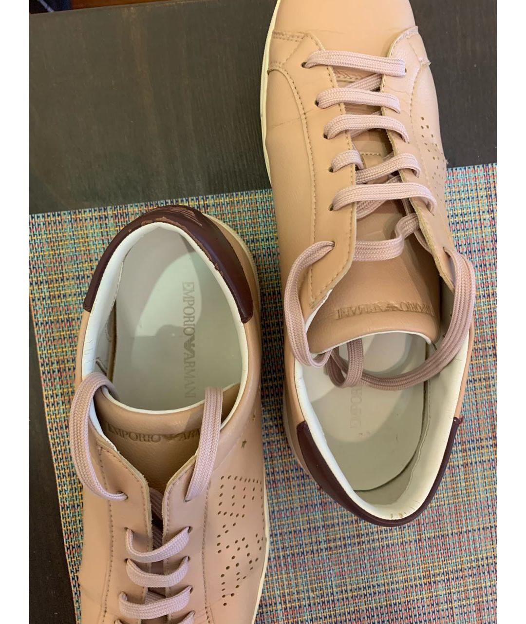 EMPORIO ARMANI Бежевые кожаные кеды, фото 4