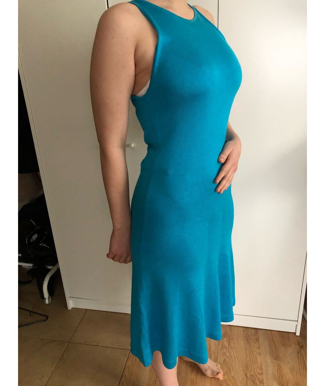 RALPH LAUREN Голубое шелковое коктейльное платье, фото 4