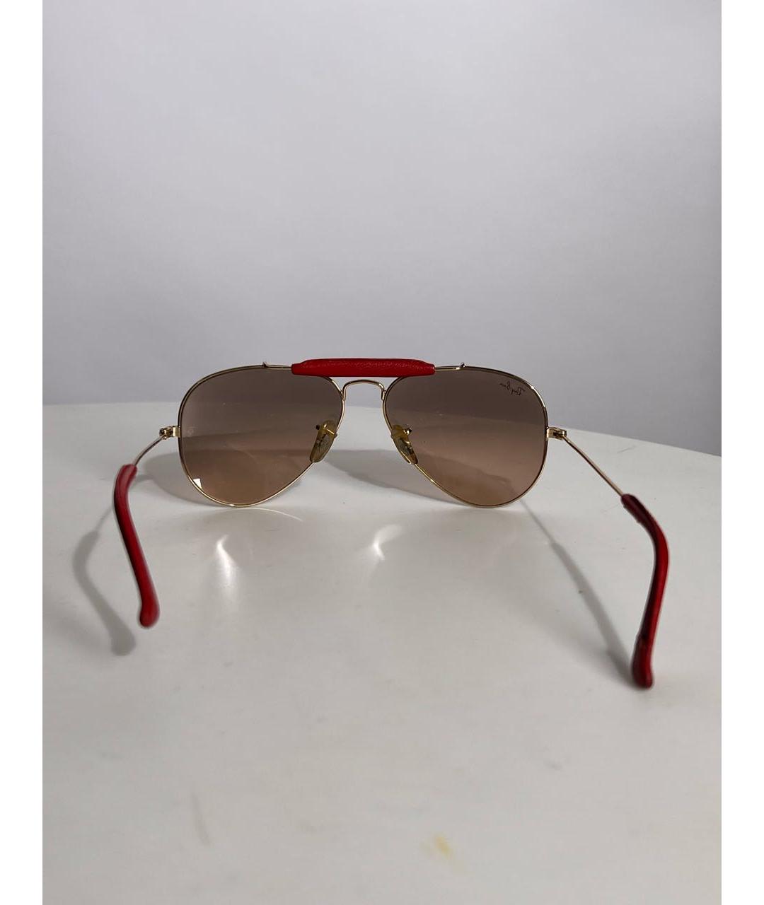 RAY BAN Бордовые металлические солнцезащитные очки, фото 3