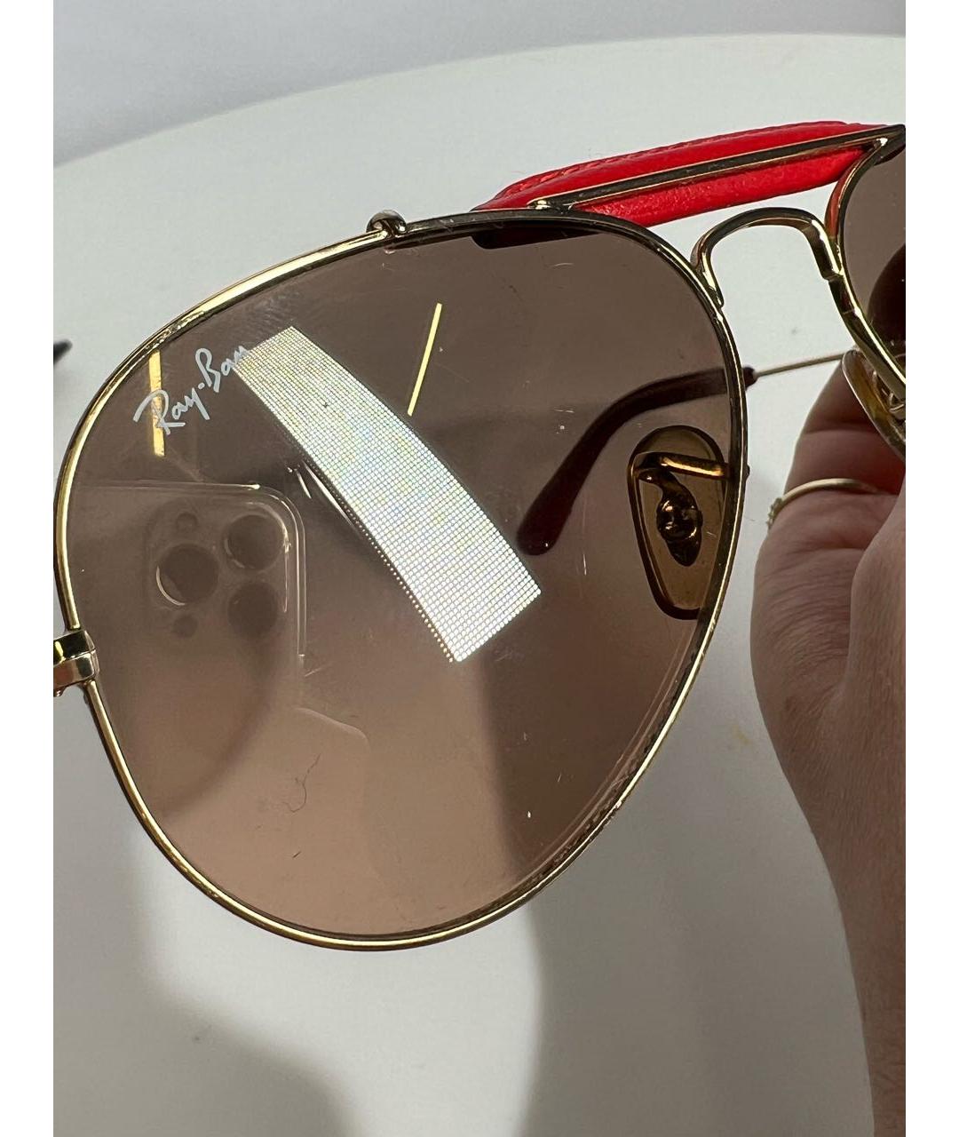 RAY BAN Бордовые металлические солнцезащитные очки, фото 6