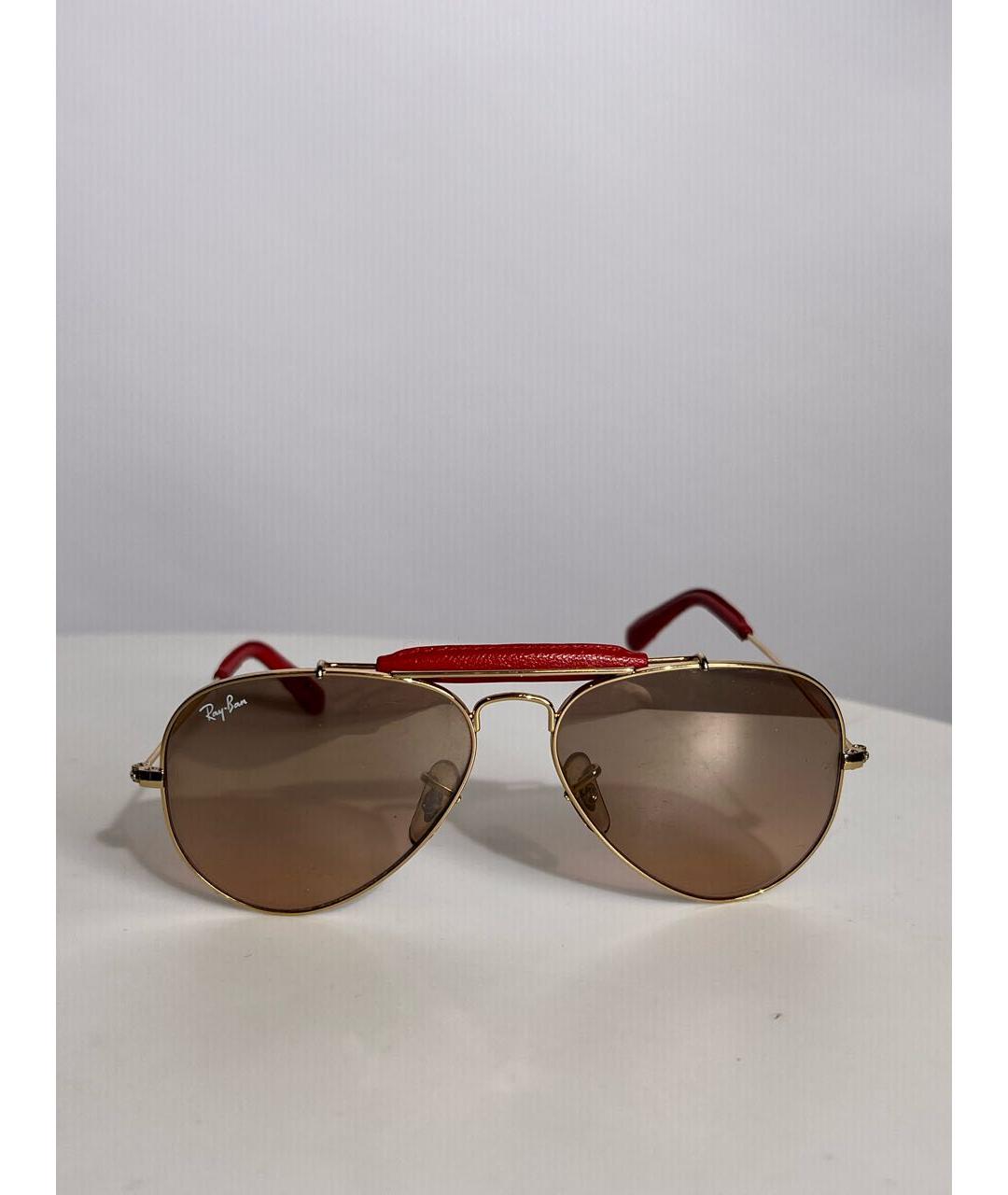 RAY BAN Бордовые металлические солнцезащитные очки, фото 9