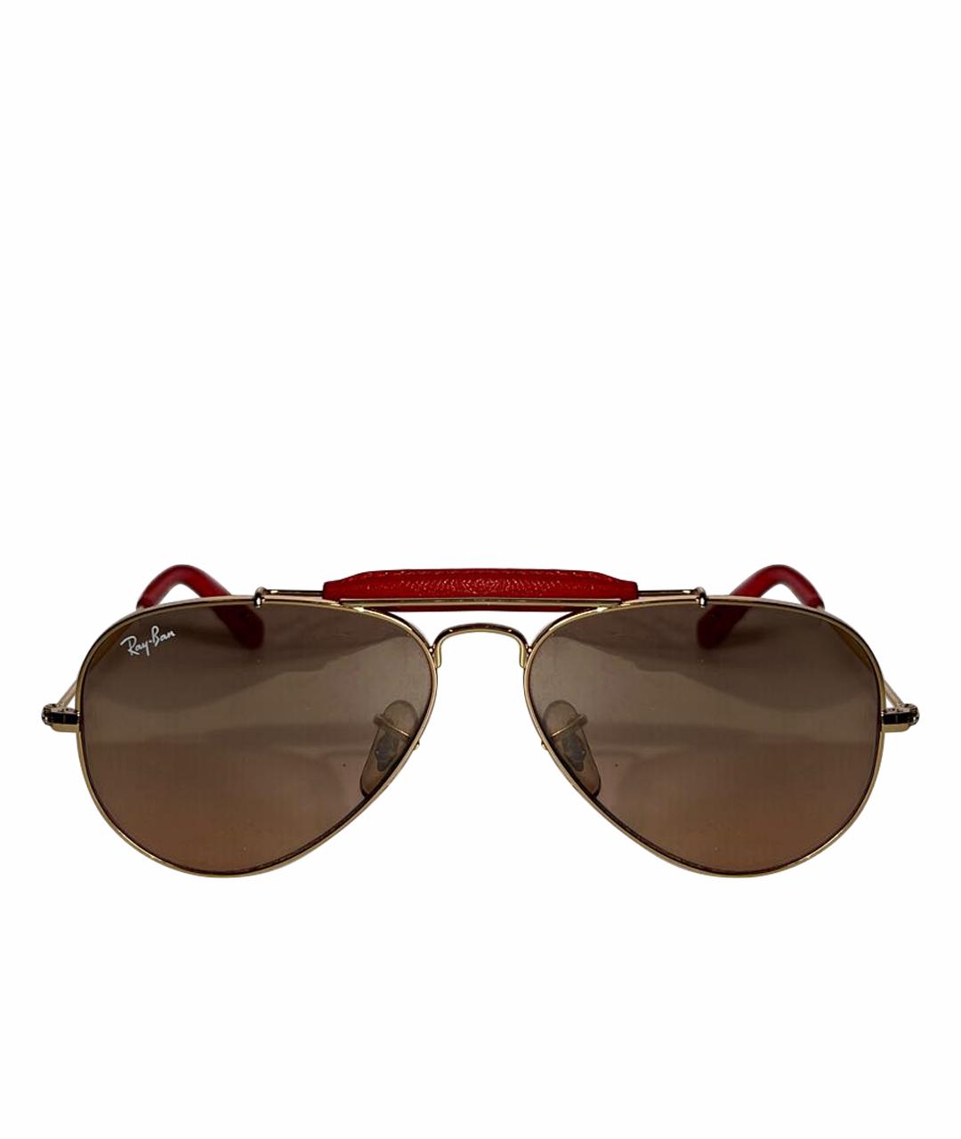 RAY BAN Бордовые металлические солнцезащитные очки, фото 1