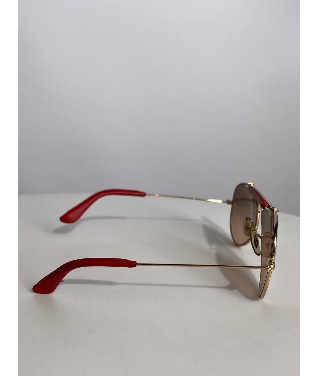 RAY BAN Бордовые металлические солнцезащитные очки, фото 2