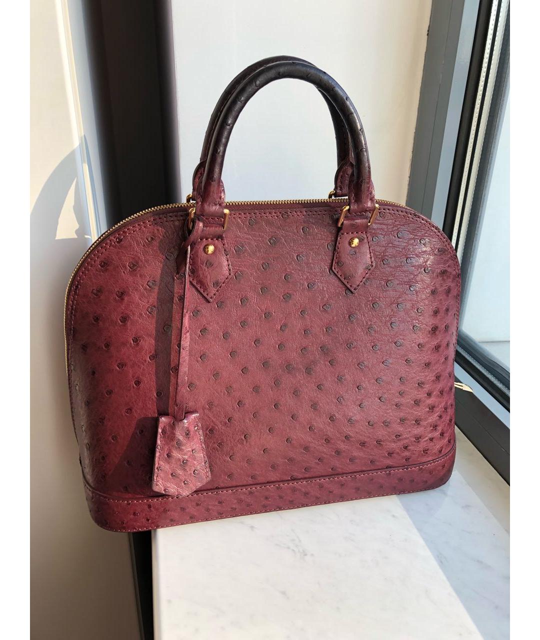 LOUIS VUITTON PRE-OWNED Бордовая сумка с короткими ручками из экзотической кожи, фото 2