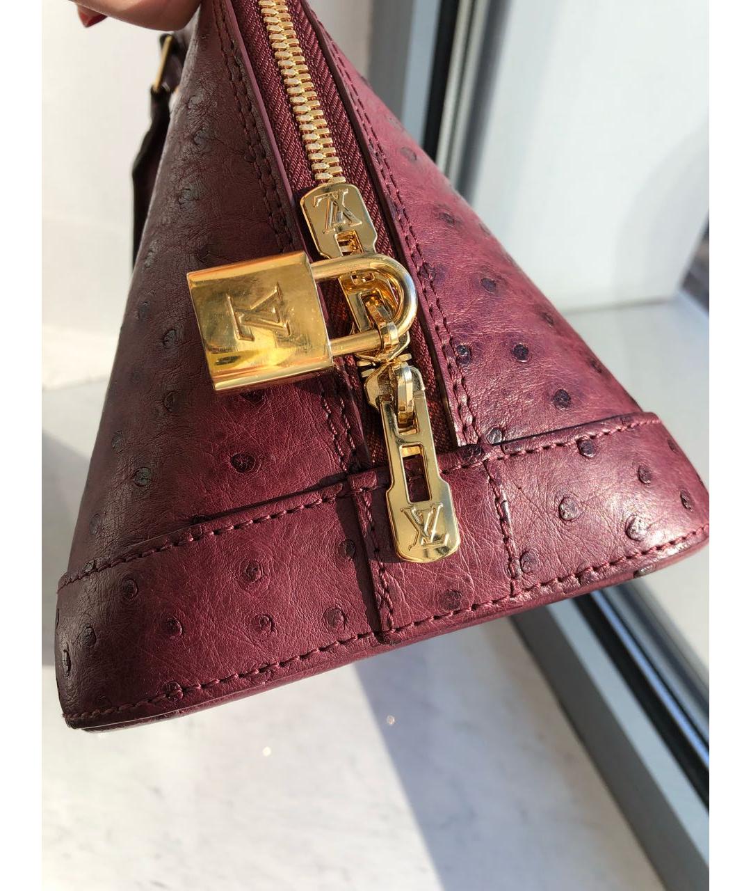 LOUIS VUITTON PRE-OWNED Бордовая сумка с короткими ручками из экзотической кожи, фото 6