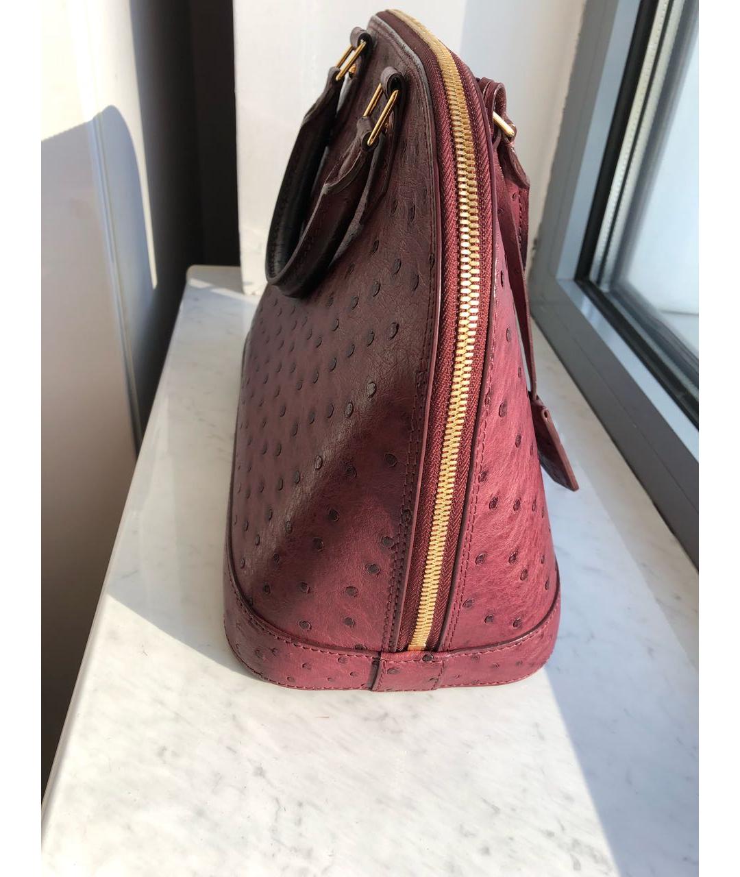 LOUIS VUITTON PRE-OWNED Бордовая сумка с короткими ручками из экзотической кожи, фото 4