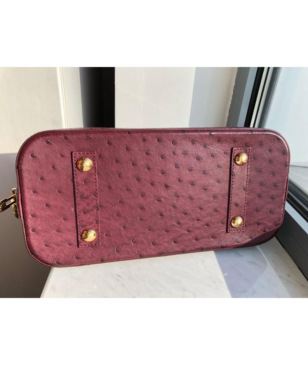 LOUIS VUITTON PRE-OWNED Бордовая сумка с короткими ручками из экзотической кожи, фото 5