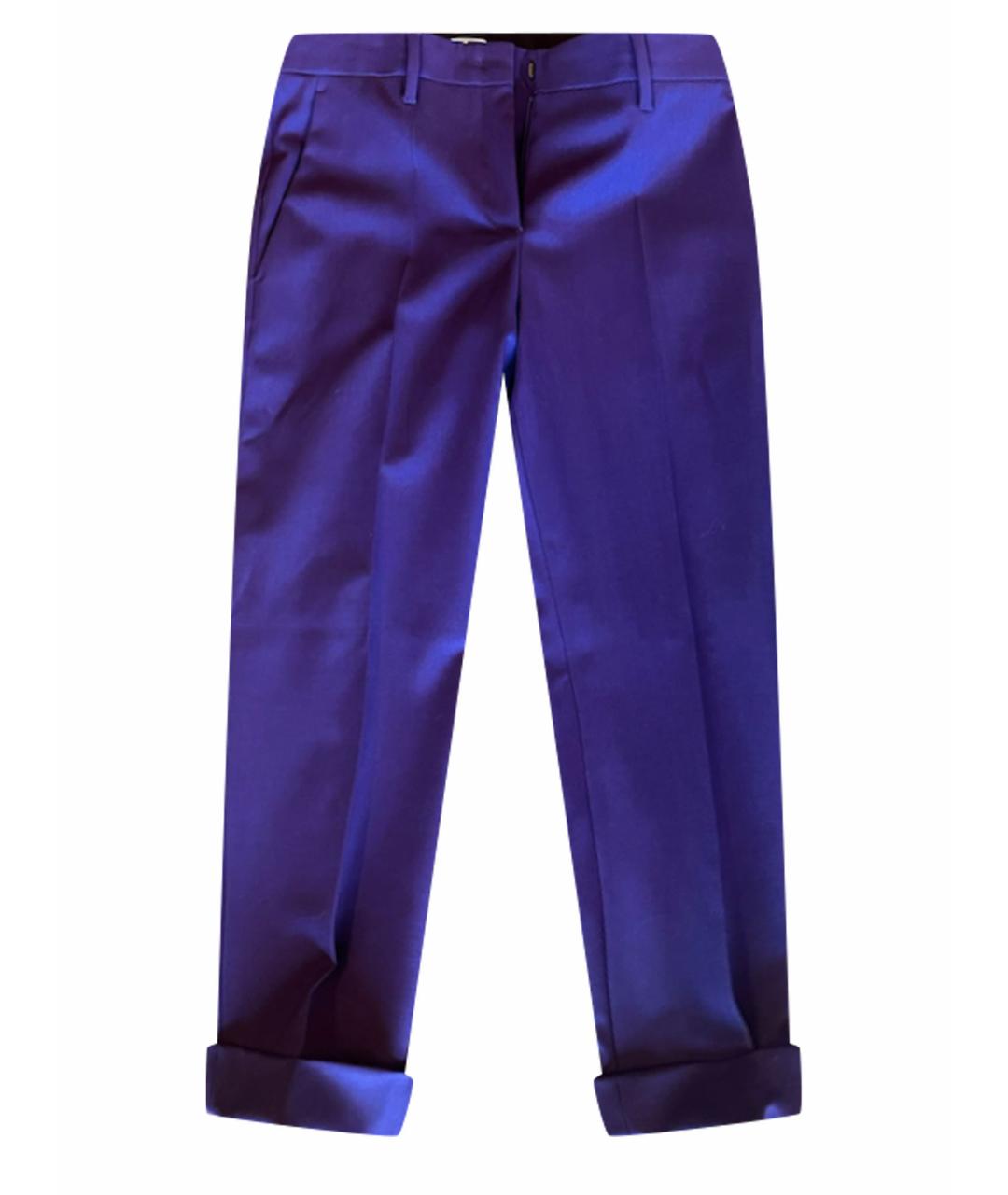 PRADA Фиолетовые шерстяные прямые брюки, фото 1